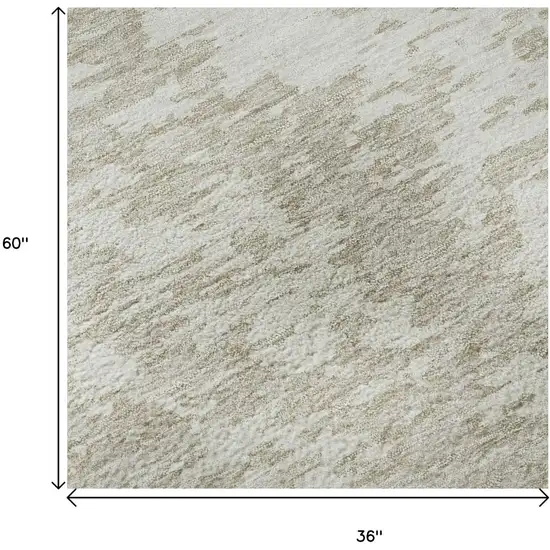 Ivory And Beige Abstract Washable Area Rug With UV Protection Photo 9