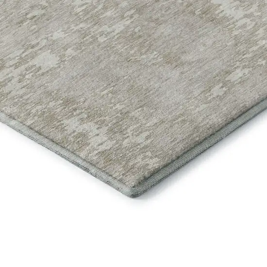 Ivory And Beige Abstract Washable Area Rug With UV Protection Photo 7
