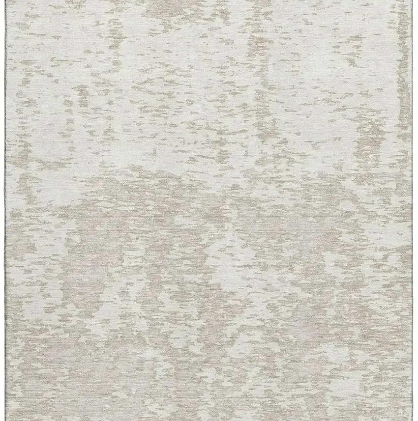 Ivory And Beige Abstract Washable Area Rug With UV Protection Photo 4