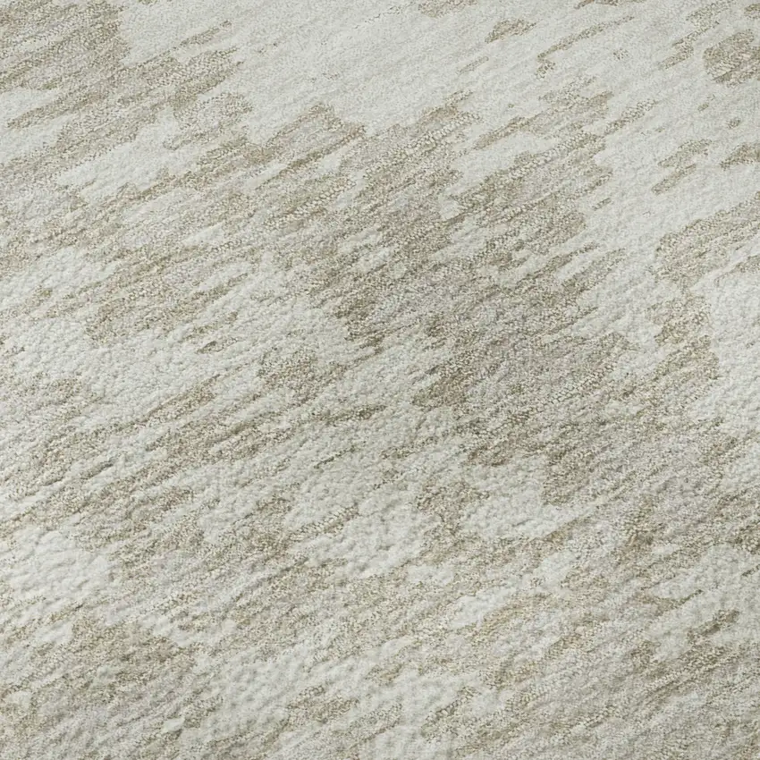Ivory And Beige Abstract Washable Area Rug With UV Protection Photo 1