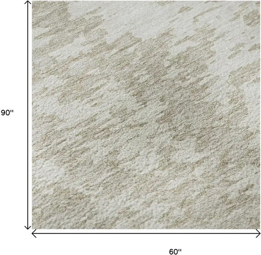 Ivory And Beige Abstract Washable Area Rug With UV Protection Photo 8
