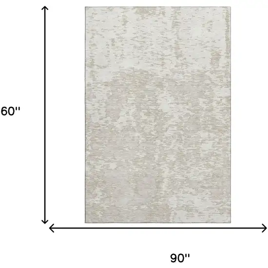 Ivory And Beige Abstract Washable Area Rug With UV Protection Photo 9