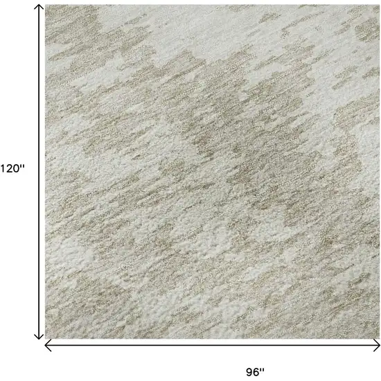 Ivory And Beige Abstract Washable Area Rug With UV Protection Photo 8