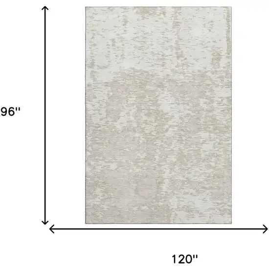 Ivory And Beige Abstract Washable Area Rug With UV Protection Photo 9