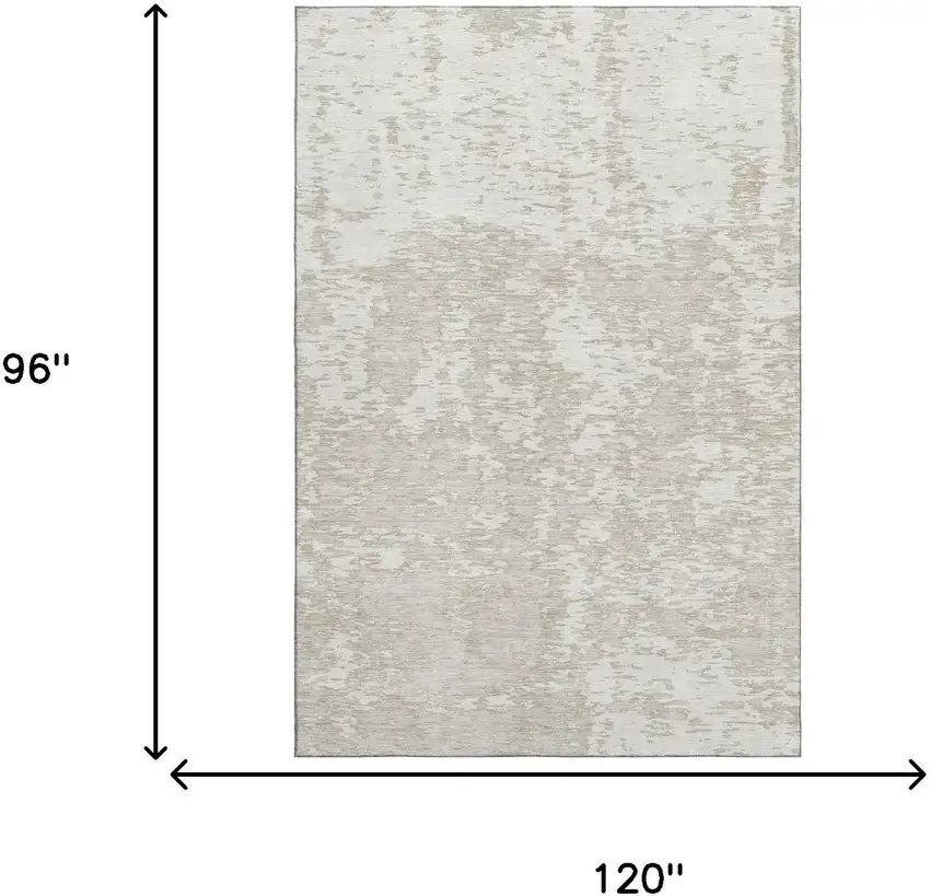 Ivory And Beige Abstract Washable Area Rug With UV Protection Photo 9