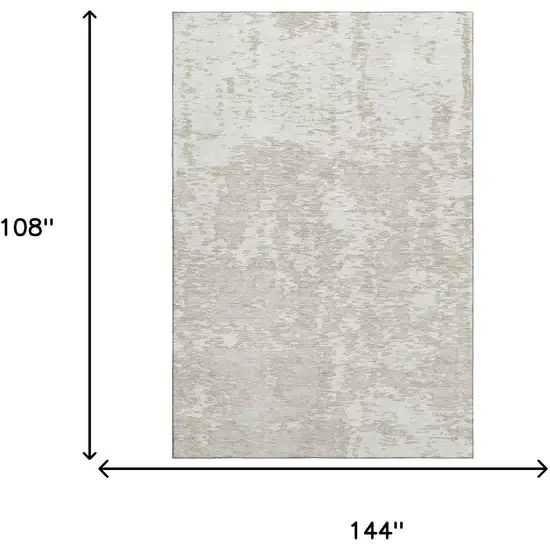 Ivory And Beige Abstract Washable Area Rug With UV Protection Photo 9