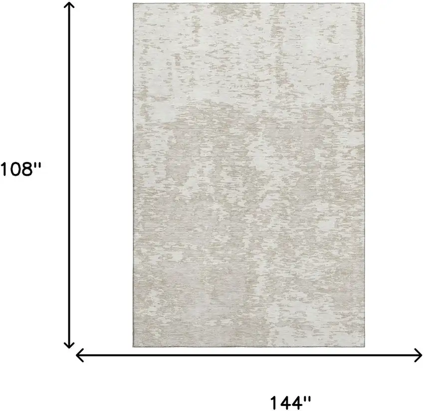 Ivory And Beige Abstract Washable Area Rug With UV Protection Photo 9