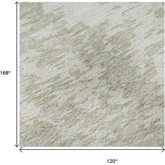Ivory And Beige Abstract Washable Area Rug With UV Protection Photo 9