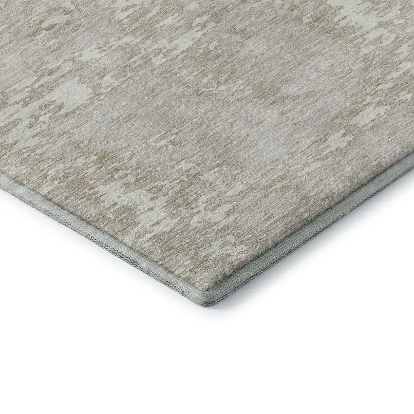 Ivory And Beige Abstract Washable Area Rug With UV Protection Photo 7