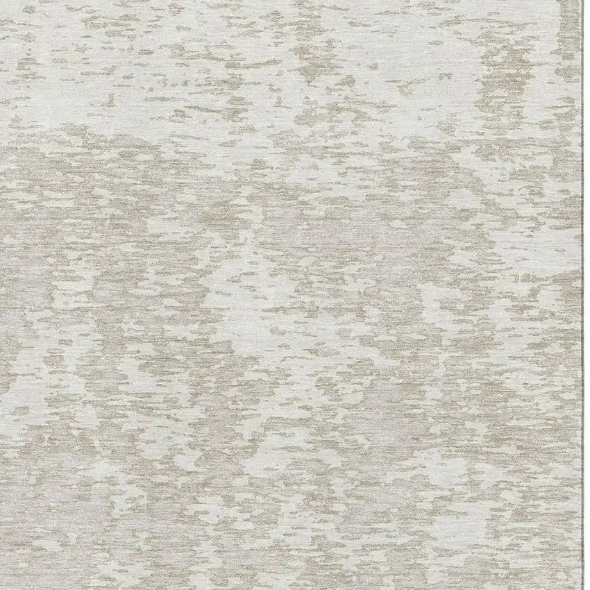 Ivory And Beige Abstract Washable Area Rug With UV Protection Photo 3