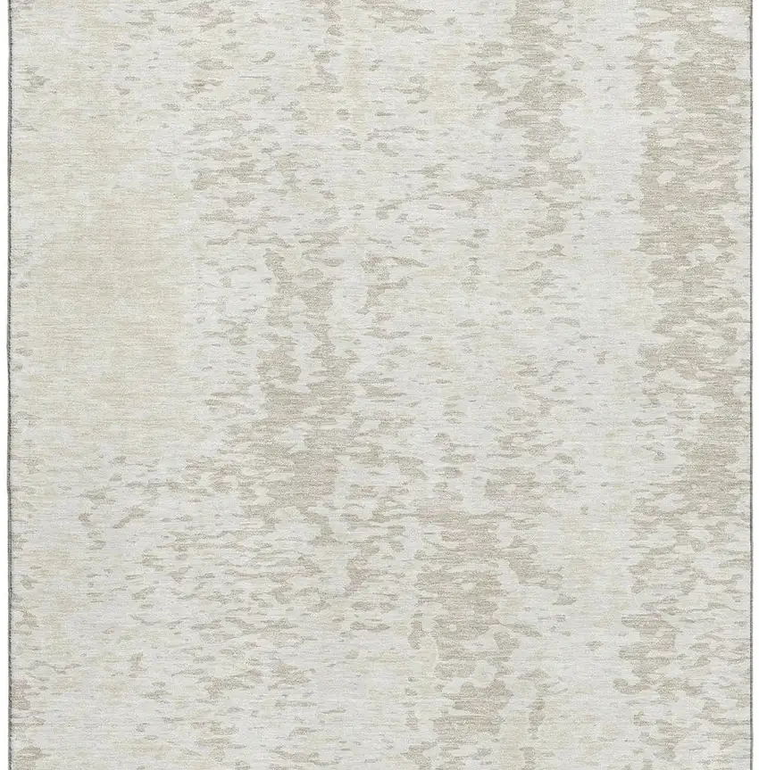Ivory And Beige Abstract Washable Area Rug With UV Protection Photo 2