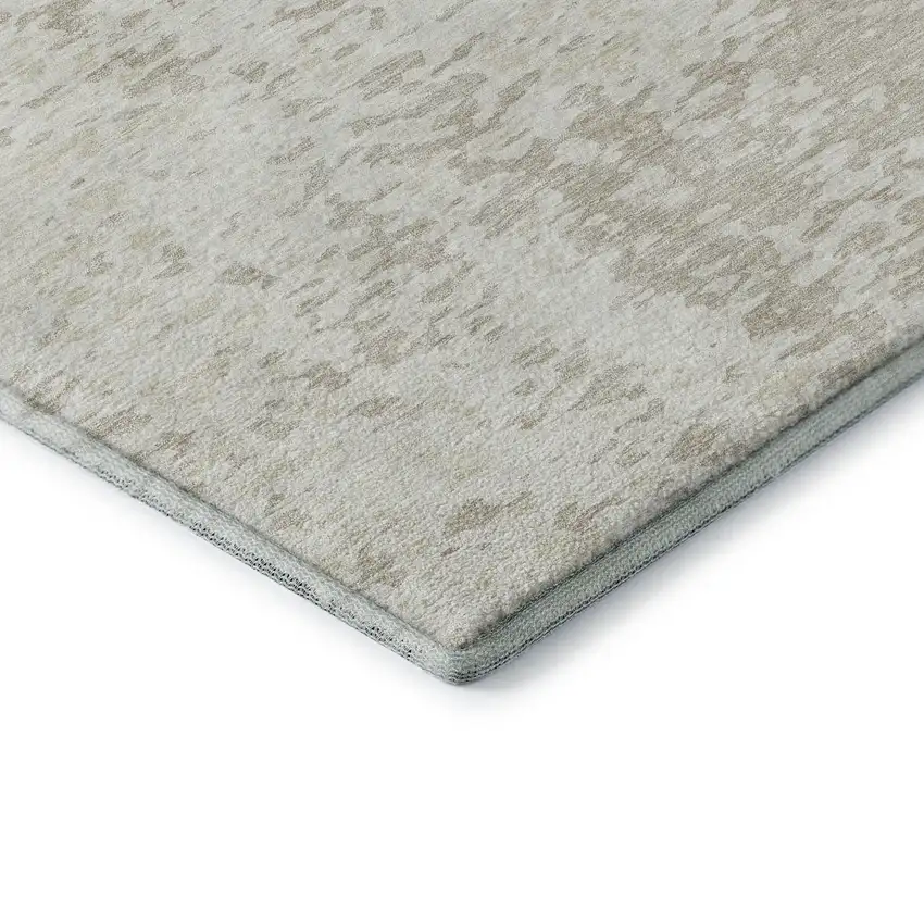 Ivory And Beige Abstract Washable Area Rug With UV Protection Photo 6