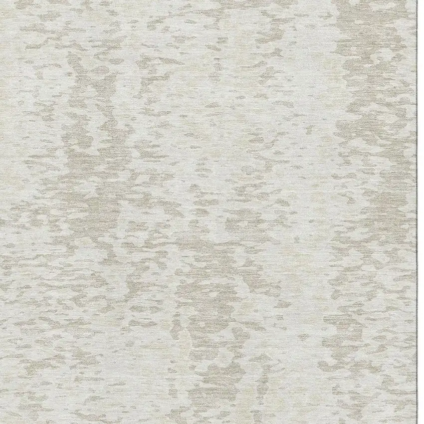 Ivory And Beige Abstract Washable Area Rug With UV Protection Photo 2