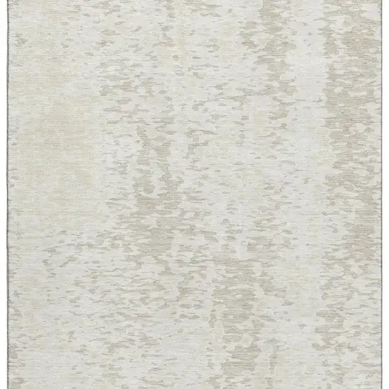 Ivory And Beige Abstract Washable Area Rug With UV Protection Photo 3