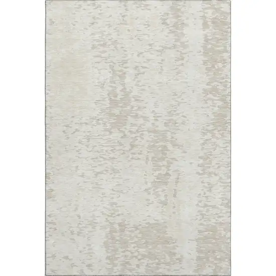 Ivory And Beige Abstract Washable Area Rug With UV Protection Photo 1
