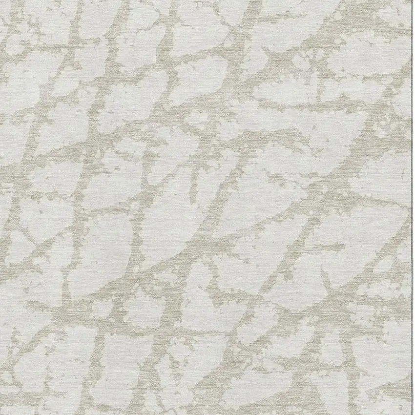 Ivory And Beige Abstract Washable Area Rug With UV Protection Photo 3