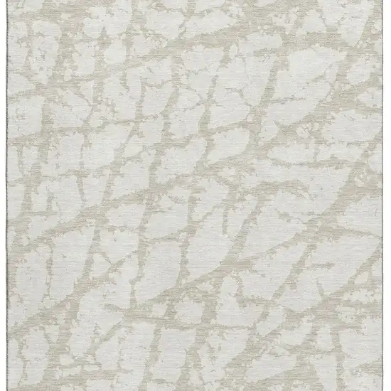 Ivory And Beige Abstract Washable Area Rug With UV Protection Photo 3