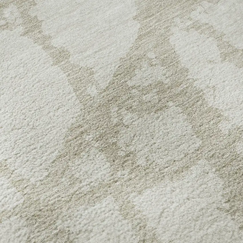 Ivory And Beige Abstract Washable Area Rug With UV Protection Photo 9