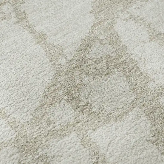 Ivory And Beige Abstract Washable Area Rug With UV Protection Photo 9