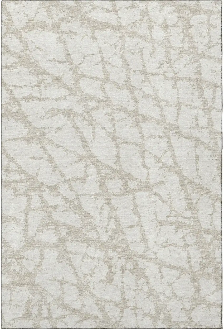Ivory And Beige Abstract Washable Area Rug With UV Protection Photo 3