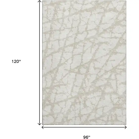 Ivory And Beige Abstract Washable Area Rug With UV Protection Photo 8