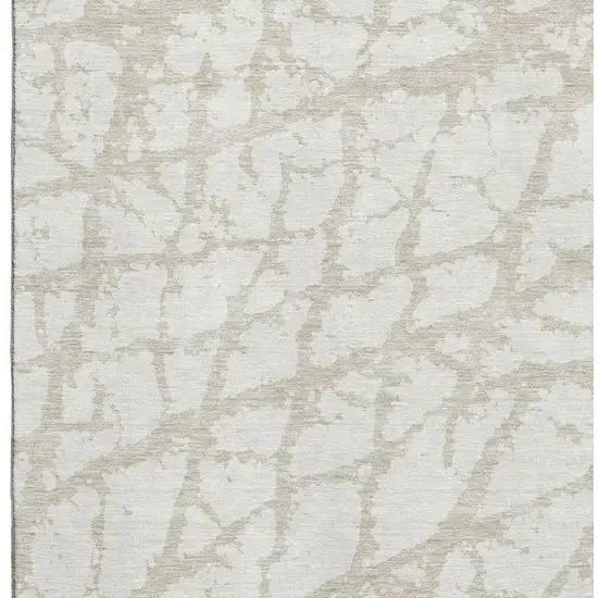 Ivory And Beige Abstract Washable Area Rug With UV Protection Photo 2