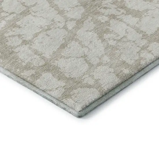 Ivory And Beige Abstract Washable Area Rug With UV Protection Photo 7