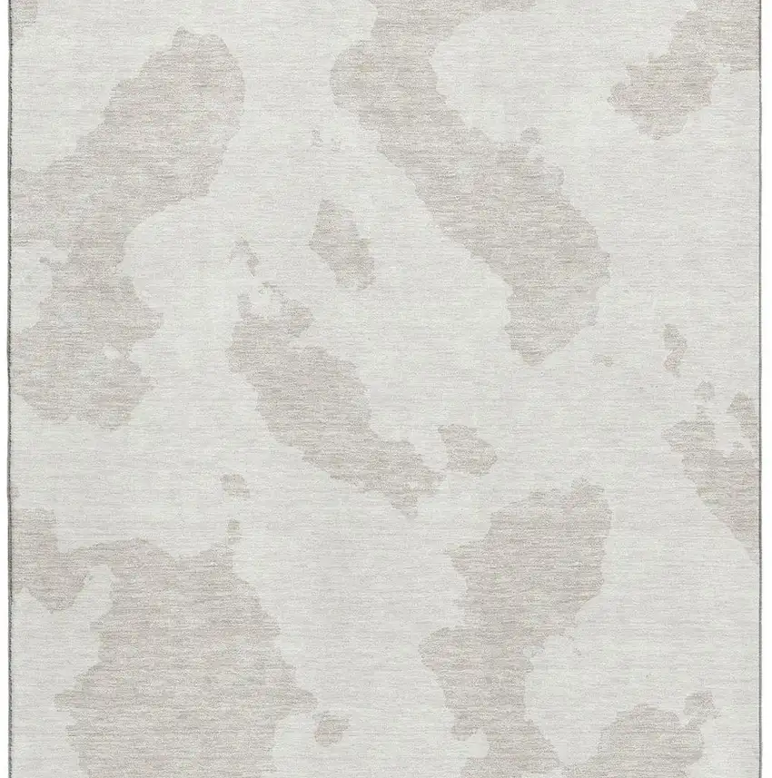 Ivory And Beige Abstract Washable Area Rug With UV Protection Photo 3