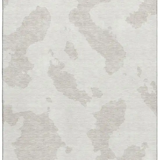 Ivory And Beige Abstract Washable Area Rug With UV Protection Photo 2