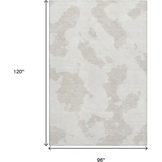 Ivory And Beige Abstract Washable Area Rug With UV Protection Photo 9