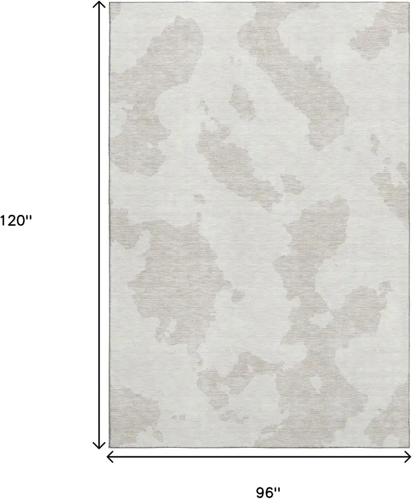 Ivory And Beige Abstract Washable Area Rug With UV Protection Photo 9