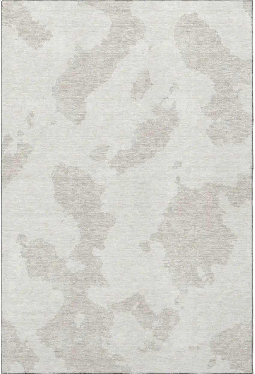 Ivory And Beige Abstract Washable Area Rug With UV Protection Photo 2