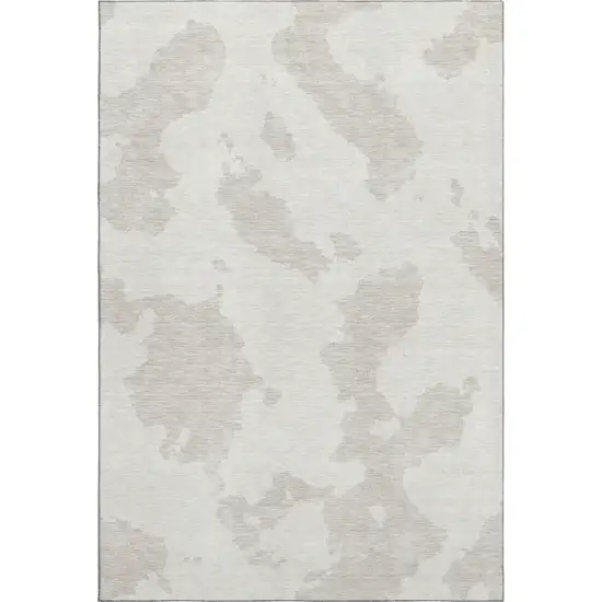 Ivory And Beige Abstract Washable Area Rug With UV Protection Photo 1