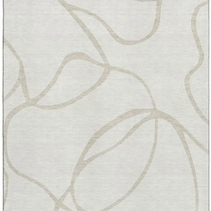 Ivory And Beige Abstract Washable Area Rug With UV Protection Photo 4