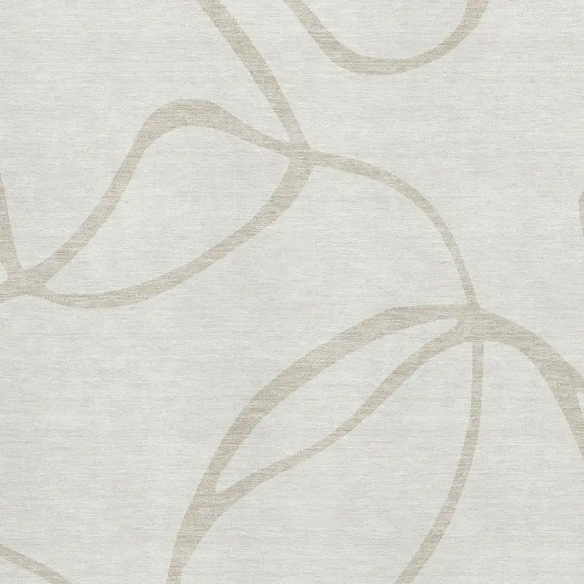 Ivory And Beige Abstract Washable Area Rug With UV Protection Photo 3