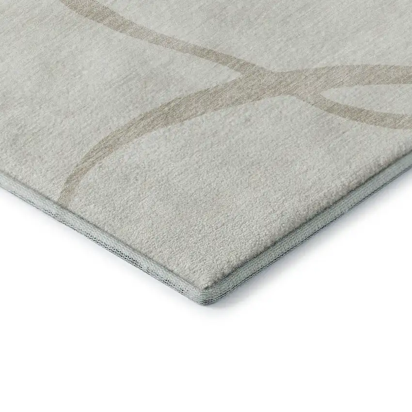 Ivory And Beige Abstract Washable Area Rug With UV Protection Photo 6