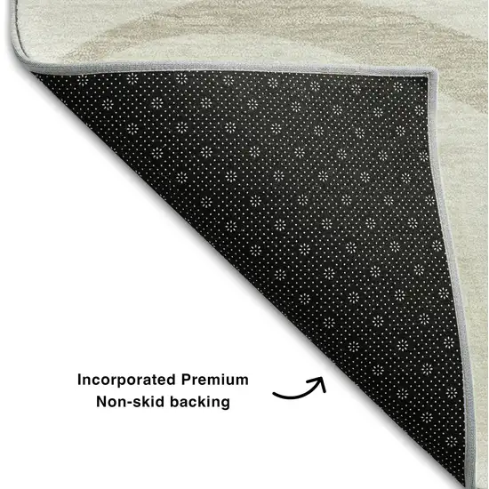 Ivory And Beige Abstract Washable Area Rug With UV Protection Photo 6