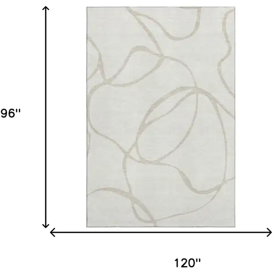 Ivory And Beige Abstract Washable Area Rug With UV Protection Photo 7