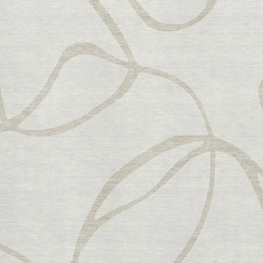 Ivory And Beige Abstract Washable Area Rug With UV Protection Photo 3