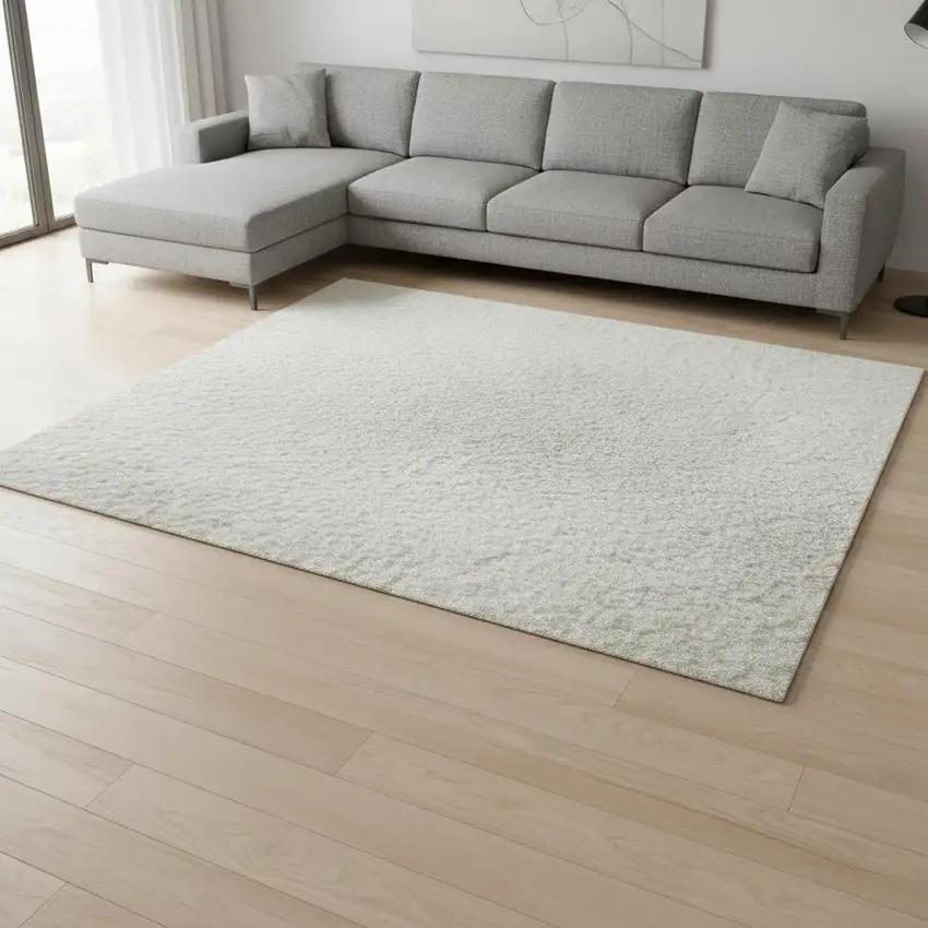 Ivory And Beige Abstract Washable Area Rug With UV Protection Photo 2