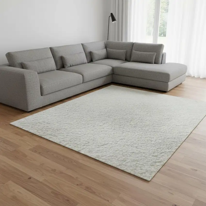 Ivory And Beige Abstract Washable Area Rug With UV Protection Photo 2