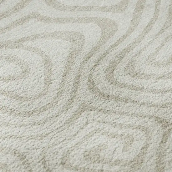 Ivory And Beige Abstract Washable Area Rug With UV Protection Photo 8