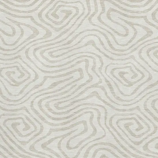 Ivory And Beige Abstract Washable Area Rug With UV Protection Photo 2