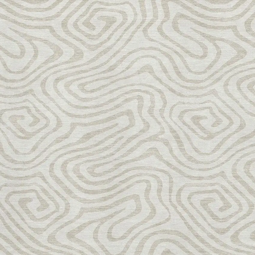 Ivory And Beige Abstract Washable Area Rug With UV Protection Photo 2