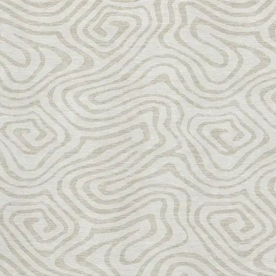 Ivory And Beige Abstract Washable Area Rug With UV Protection Photo 2
