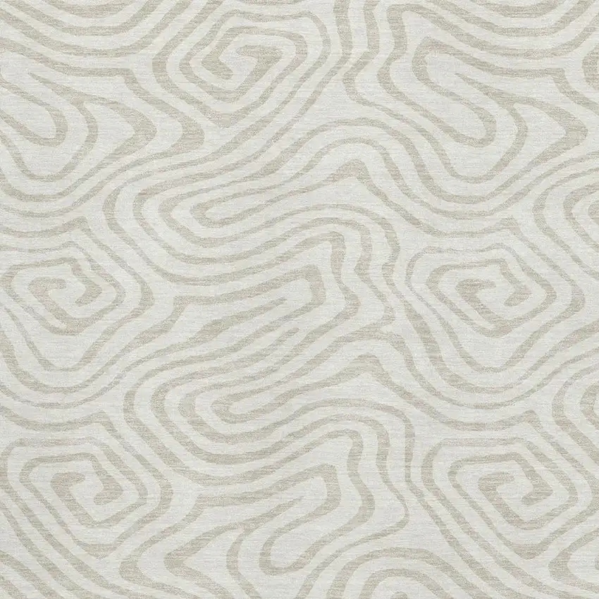 Ivory And Beige Abstract Washable Area Rug With UV Protection Photo 2