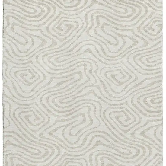 Ivory And Beige Abstract Washable Area Rug With UV Protection Photo 2
