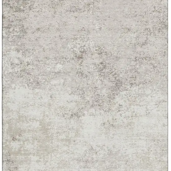 Ivory And Beige Abstract Washable Area Rug With UV Protection Photo 4