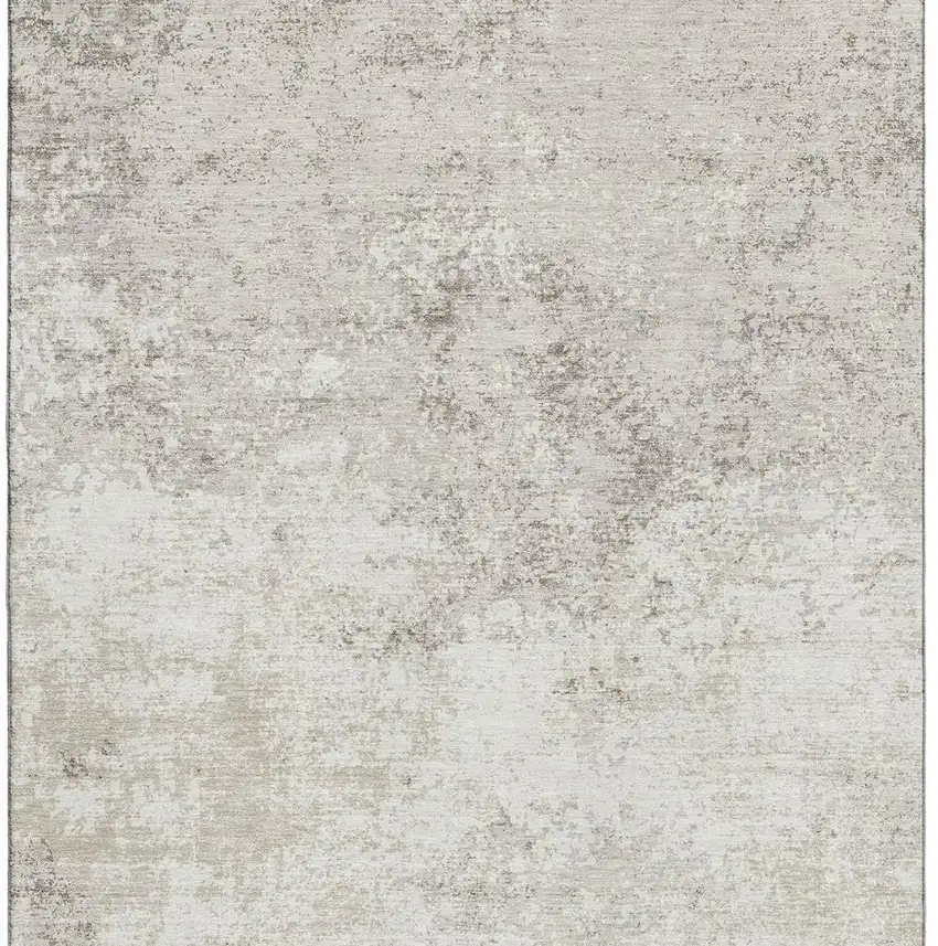 Ivory And Beige Abstract Washable Area Rug With UV Protection Photo 4