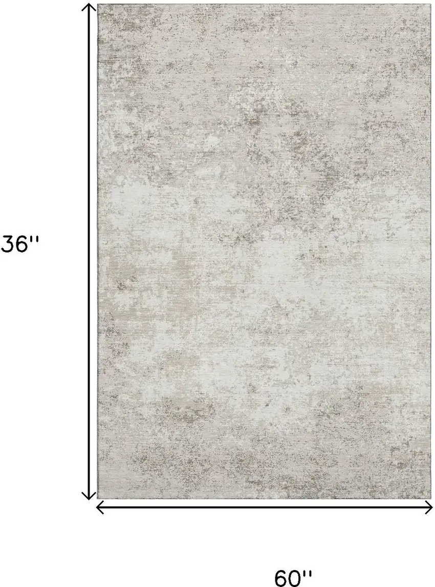 Ivory And Beige Abstract Washable Area Rug With UV Protection Photo 9